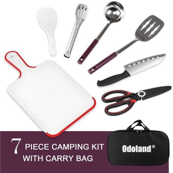 8 Pcs Camping Cookware Utensils Travel Set, Camp Kitchen Utensil Organizer - Picture 3 of 7